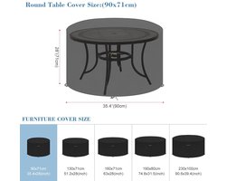Ronde afdekking voor tuinmeubelen - waterdicht - zwart - Oxford polyester - diameter 90 x 71 cm