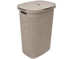 Ronde afvalbak Rotan 60 liter Linnen