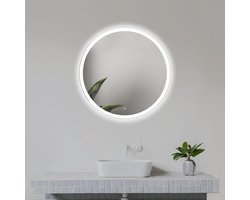 Ronde Badkamerspiegel - LED Spiegel - Badkamer Verfraaien - Dubbele Verlichting - 50 cm Diameter - Zilver
