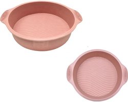 Ronde bakvorm - Φ 24cm - Silicone - Taart vorm - Gebak - Cake - Koekjes - Dessert - Chocolade Brownie - Toetjes - Quiche - Goede kwaliteit - Anti kleeflaag - Bakken - Pastel roze