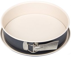 Ronde bakvorm met keramische coating - hittebestendig - 1 stuk - antraciet/crème - Ø 26 x 7 cm