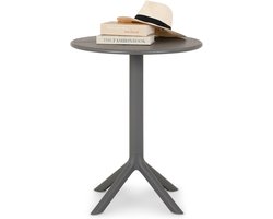 Ronde Balkontafel Grijs Ø60cm - Weerbestendige Kleine Buiten- en Bistrotafel van Polypropyleen