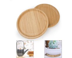 Ronde Bamboe Plantenpot Trays - Set van 2 - Ø20 cm - Duurzame Schotels voor Plantenpotten - Bloempot Accessoires - Bamboe Trays voor Planten - Plantenschotel - Bloempot Onderschotel - Milieuvriendelijk