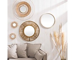 Ronde bamboe spiegel 70 cm - Verre|Bambou - SILUMEN