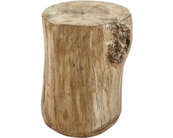 Ronde betonnen kunstboom stronk kruk met faux houten zitplaats - voor binnen en buiten - natuurlijk accent bijzettafel Houten kruk