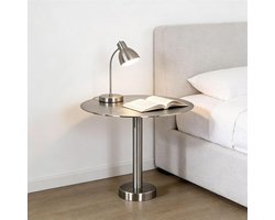 Ronde bijzettafel - Accenttafel draagbaar - Kleine ruimtes - Roestvrij staal - 40cm - Zilver