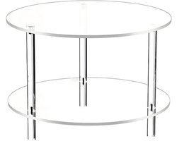 Ronde bijzettafel - Acryl tafel - Moderne woonkamer - Tweelaags ontwerp - 40x40x42 cm - Transparant