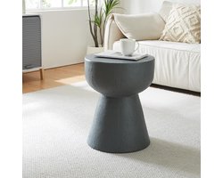 Ronde Bijzettafel Betonlook Donkergrijs Lichtgewicht Binnen en Buiten