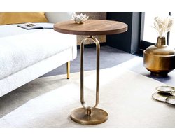Ronde Bijzettafel ELEGANCE 60cm Messing Mango Hout Metaal Massief Aluminium Handgemaakt - 43611