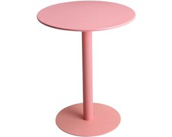 Ronde bijzettafel - Klein tafeltje - Woonkamer decoratie - Stabiele ijzeren constructie - 60x72cm - Roze