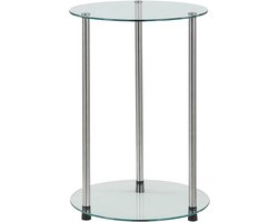 Ronde bijzettafel met 2 niveaus en glazen tafelbladen