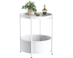 Ronde Bijzettafel met 2 Niveaus en Stoffen Tas - Perfect voor Woonkamer, Slaapkamer en Terras