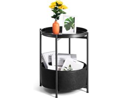 Ronde Bijzettafel met Opbergmand - Stijlvolle Woonkamertafel