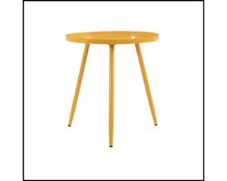 Ronde Bijzettafel Met Opbergruimte - Metalen Salontafel Met Lade - Minimalistisch Design - Compact Meubel - Geel