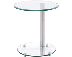 Ronde bijzettafel - Nachtkastje bijzettafel - Woonkamer decoratie - Explosieveilig glas - 44.5x44.5x49.5cm - Transparant