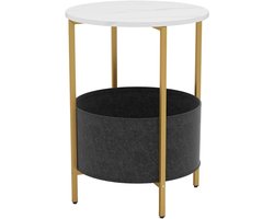 Ronde bijzettafel - Nachtkastje salontafel - Woonkamer organiseren - Met stoffen mand - 44 x 60.5 cm - Koffie
