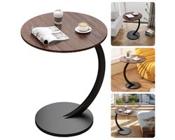 Ronde Bijzettafel - Salontafel - Hout & Metaal - 40 cm - Moderne Sidetable Bruin