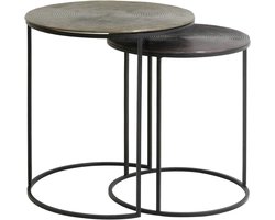 Ronde Bijzettafel set van 2 in Koper/Brons tinten - Metalen Salontafel