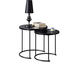 Ronde bijzettafel set van 2 met glas in modern design
