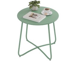 Ronde bijzettafel - Tuin of balkon - Buiten genieten - Verstelbare poten - 48 x 45 cm - Groen