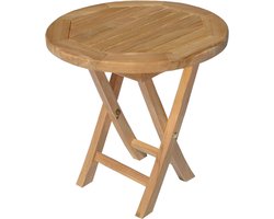 Ronde bijzettafel - Tuinmeubel teak - Buiten ontspannen - Duurzaam teakhout - 50 cm - Licht hout