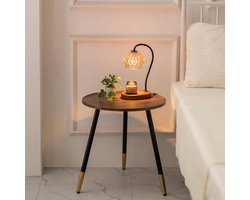 Ronde bijzettafel voor woonkamer en slaapkamer decoratie - modern design met walnoot afwerking - eenvoudige montage - 45 cm