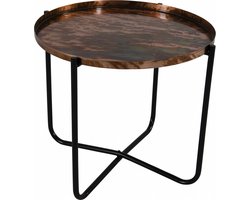 Ronde bijzettafel/plantenstandaard koper/zwart 35 cm - plantenhouder/plantentafel/oppottafel