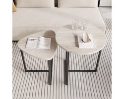 Ronde bijzettafels 2-delig - Geschikt voor woonkamer - Moderne stijl - Complete set - Hout met industrieel design - Stevig en duurzaam