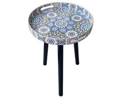 Ronde Bijzettafels voor Binnen met Afneembare Houten Poten - Veelzijdige Dienbladtafel voor Salontafel en Ontspanning 17,7 inch (Blauw)