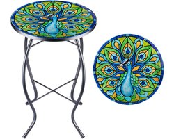 Ronde Bistro Bijzettafel voor Buiten en Binnen met Glazen Tafelblad