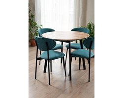 Ronde Bistro Tafel en Stoelen Set voor Binnen & Buiten – Nordic Design Tuinset – Compacte Eettafel Set met 2 Stoelen – Balkon, Tuin, Horeca & Keuken – Groen | Ganeey