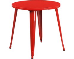 Ronde Bistro Tafel Rood voor Binnen en Buiten - Metalen Diner- of Terrastafel