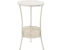 Ronde Bistrotafel Vintage Stijl Metalen Bijzettafel Wit