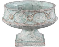Ronde Bloempot Op Standaard - H18 x Ø255 cm - Cement - Blauw