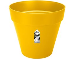 Ronde Bloempot voor Buiten met Waterreservoir en Wieltjes - Ø 38.5 cm - Geel/Oker