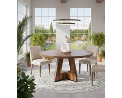 Ronde Boerderij Eettafel 120 cm – Rustieke Houten Tafel voor 4 Personen – Eetkamer & Keuken – Massief Hout – Tijdloze Landelijke Stijl – Duurzaam en Robuust Depauwwonen