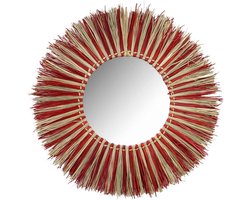 Ronde Boho Spiegel met Zeegras Frame - Mediterrane Decoratie voor Woonkamer en Hal (Ø 76 cm)