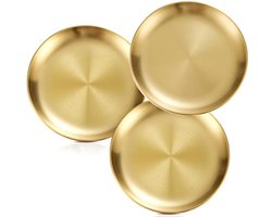 Ronde borden van roestvrij staal 304 - 3 stuks - M - 17*17*1,4cm - kampeerbord van roestvrij staal - bord van roestvrij staal - dienblad - bord voor fruitcakebotten - barbecuebord - kampeerservies voor picknick, wandelen, koken, feesten