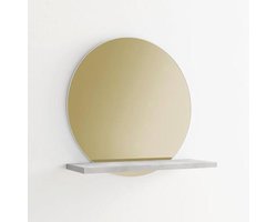 Ronde bronzen spiegel met plank - 60 x 60 cm, moderne uitstraling voor elke ruimte