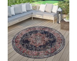 Ronde Buitenmat met Oosters Patroon voor Balkon en Terras - Ø 200 cm Rood