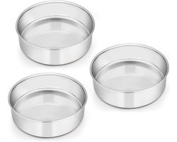 Ronde cakevorm - bakvorm set van 3 - gemaakt van roestvrij staal - 16 cm - gezond en niet giftig - makkelijk schoon te maken en vaatwasmachinebestendig