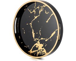 Ronde decoratieve serveertray - marmeren patroon - zwart - 1 stuk