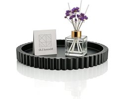 Ronde Decoratieve Tray van Hout, Diameter 28 x 3 cm, Perfect voor Woonkamer en Eettafel, Ideaal voor Kaarsen en Decoratie