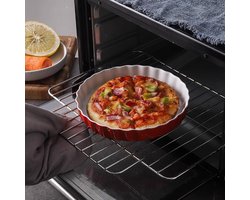 Ronde Diepe Keramische Taartvorm - Porseleinen Bakvorm voor Taart, Pizza en Ovenschotels (20cm Rood)