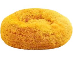 Ronde Donut Pluche Katten- en Hondenbed 50 x 50 cm, Wasbaar en Zacht Dierencushion voor Kleine Huisdieren