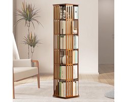 Ronde Draaibare Boekenkast Hoge Hoek Organizer met 5 of 6 Niveaus van Bamboe