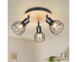 Ronde Draaibare Plafondspot met 3 Vlammen - Zwart Hout