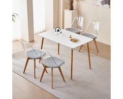 Ronde Eetkamerset met 4 Transparante Stoelen voor Keuken en Woonkamer
