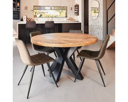Ronde eettafel 100 cm mangohout glad rond 76cm 6 cm dik blad