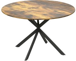 Ronde eettafel, 100x100x75 cm, bruin metaal, vier zitplaatsen, keukentafel, informele tafel, industrieel design, met voetjes, geschikt voor eetkamer, keuken, woonkamer en gezinsdiner